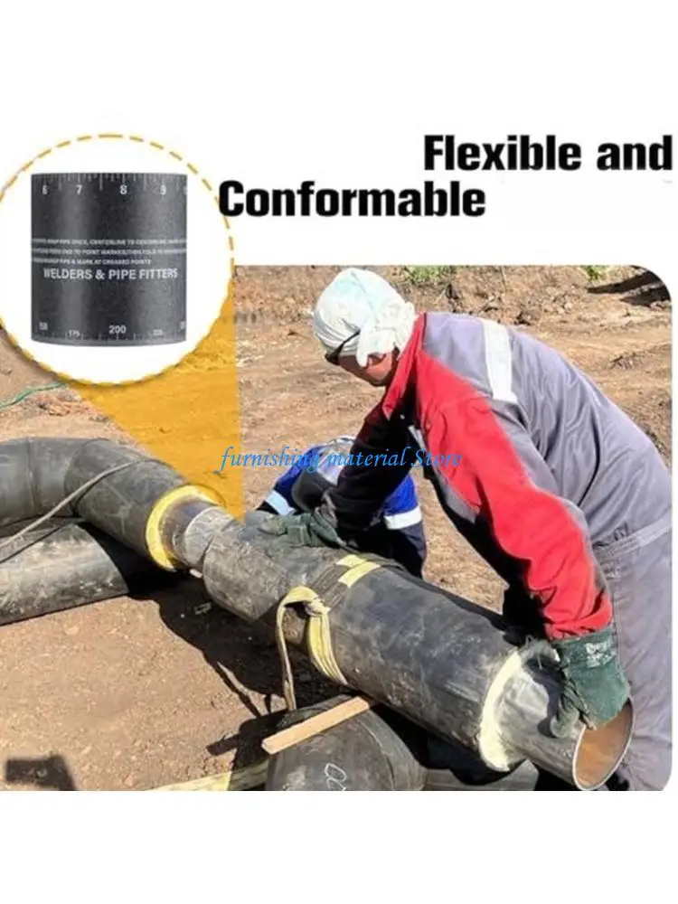 Y5GD Pipe Fitting Wrap Ruler for Pipe Fitters, Flexible PVC Fiber Cloth Tool for Round Pipe Layout and Cut Line Ruler