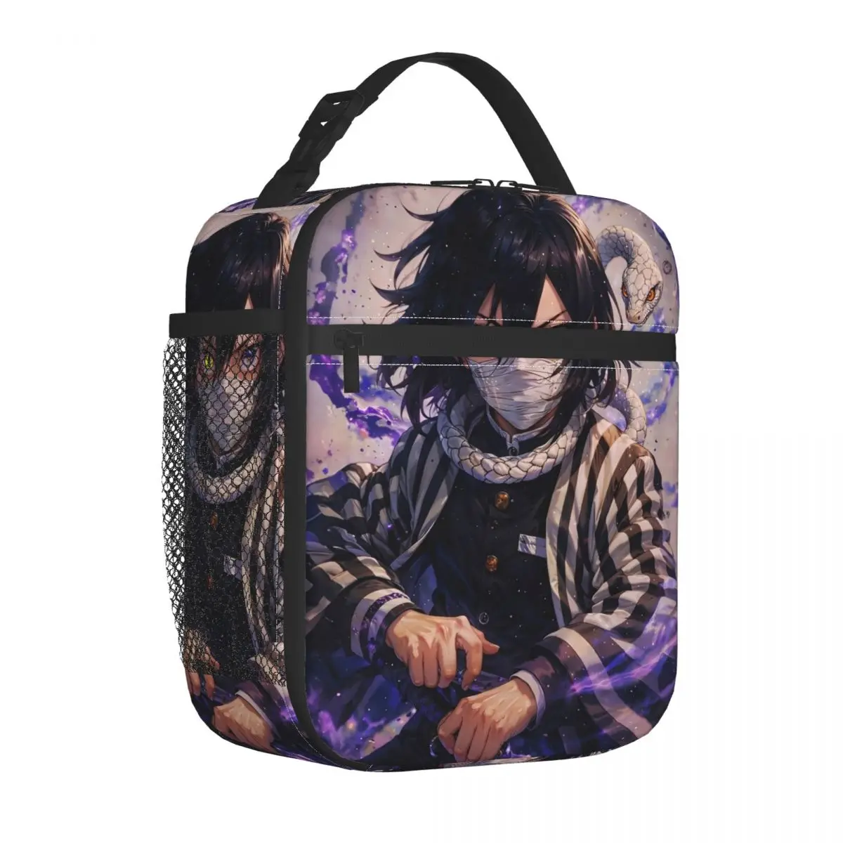 

Термоизолированная сумка для обеда с изображением персонажа аниме «Истребители демонов» Томиока Гию, портативный контейнер для еды, термосумка-холодильник для обедов