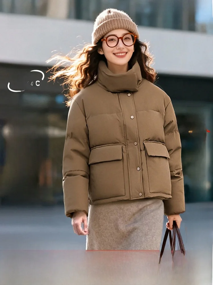 

ort Women's down Jaet Snowy Flng 2026 Spring New Sle Warm Stand Collar All-Match Faionable Du down Coat