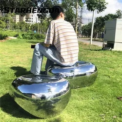 Stainless steel mirror stone tables and chairs sculpture ornaments garden Park Square shop shopping mall hotel art ornaments