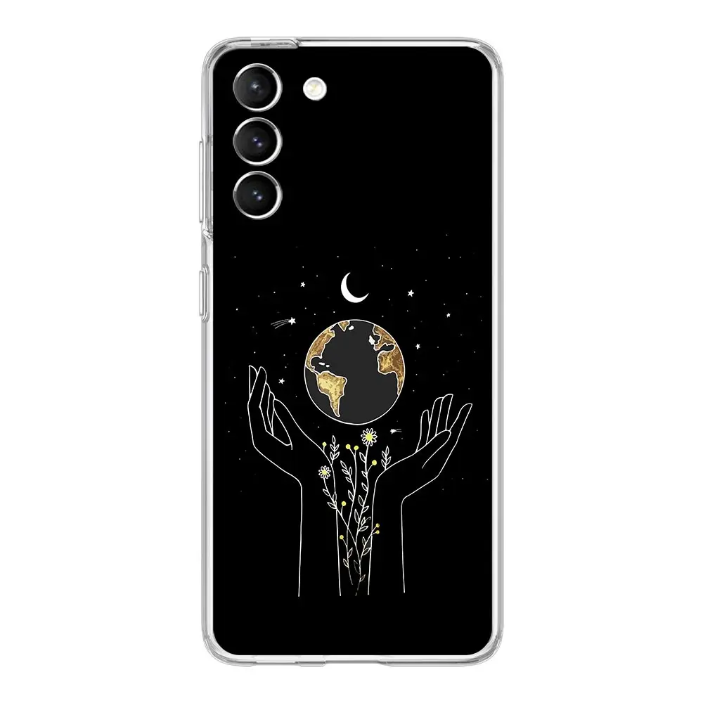 Simplicity line Art sun moon Phone Case For Samsung Galaxy S24 S23 S22 S20 Ultra S21 FE 5G S10 S9 Plus S10E S8 Soft Clear Cover