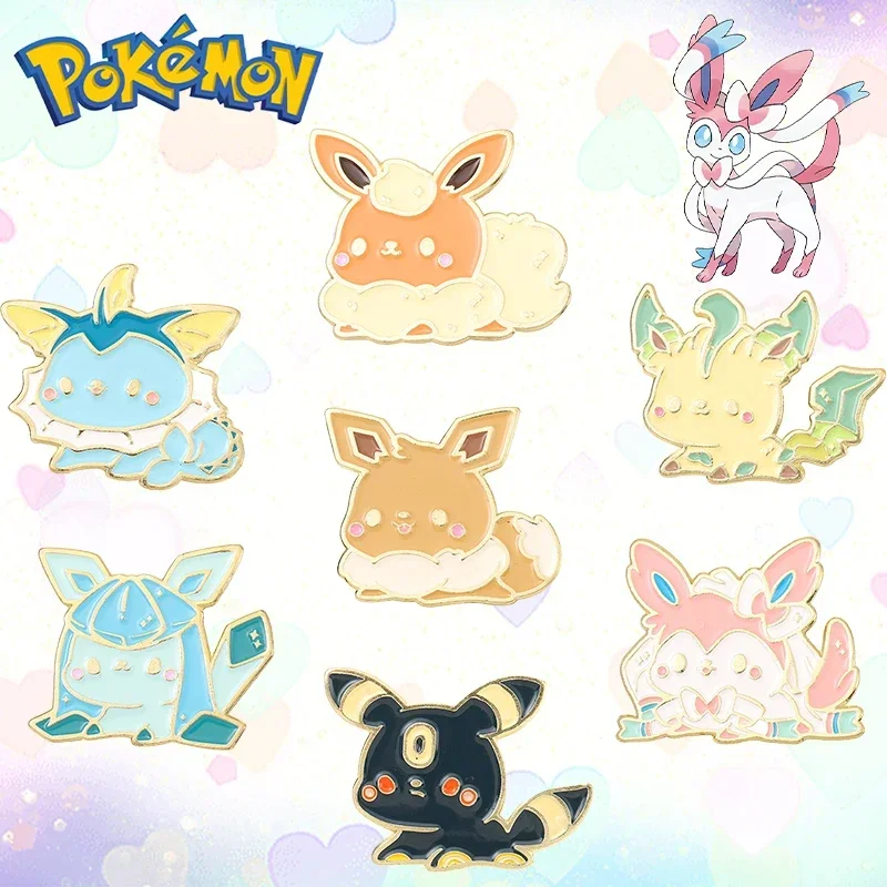 

Kawaii Eevee Famaily эмалированные булавки модные кавайные женские броши аниме фигурка Flareon Glaceon рюкзак сумка украшение булавка на лацкан