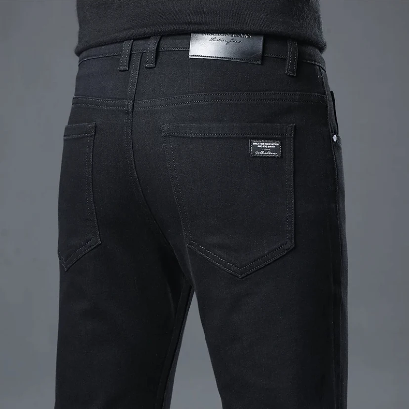 

Men's Slim Jeans New Elastic Straight Pants Black Gray Pants Fashion Korean Vintage Skinny Small Feet Denim Pants Male