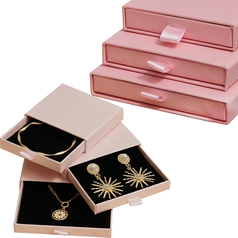 Cardboard Drawer Jewelry Packaging Gift Box For Ring Earring Necklace Gift Package Case Boxes Jewelry Display Packing Box Holder