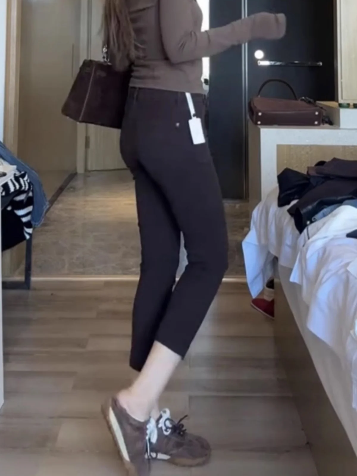 Pantalones vaqueros ajustados de pierna recta para mujer, cintura alta, elásticos, talla grande, nueve puntos, talla grande, ocho pantalones de tubo, novedad de otoño