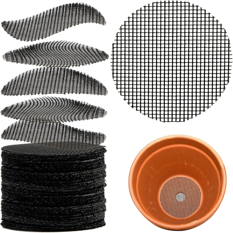 50/100PCS Flower Pot Hole Mesh Pad，1“3“4“Rounds Drainage Hole Mesh  Anti-Slip, Bonsai Bottom Grid Mat