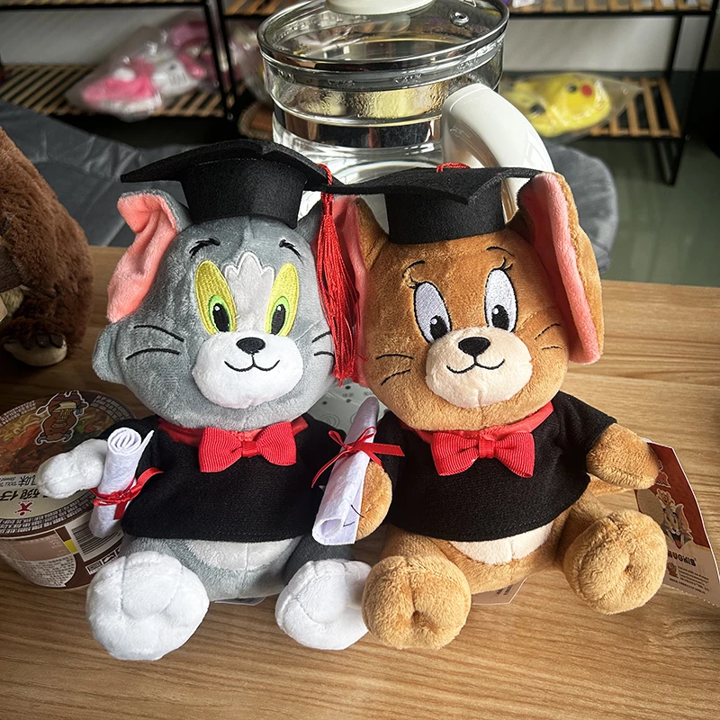 20cm PhD Design Tom and Jerry We Bare Bear Plush Toys Stuffed Animated Toys for Graduation Gifts Soothing Toys for Children