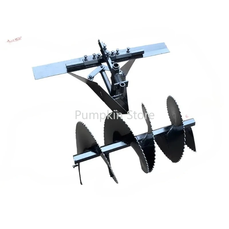 

Micro tiller, rotary tiller accessories, external ridger, spiral trencher with shaping roller, rotary filler, backfill knife