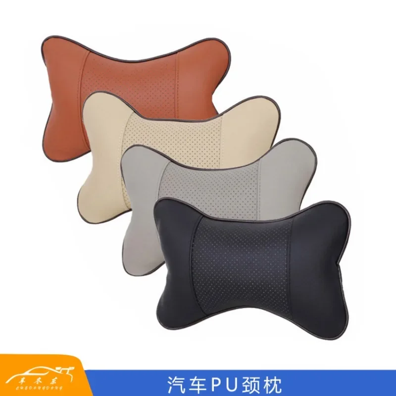 Car Universal Seat Headrest Double Side Pu Leather Neck Memory Pillow Head Support Protector Cushion Auto Travel Accessories