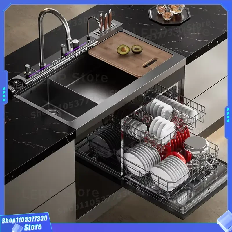13 Sets 1000mm Electric Ultrasonic Integrated Sink Dishwasher for Household Use Built-in Installation