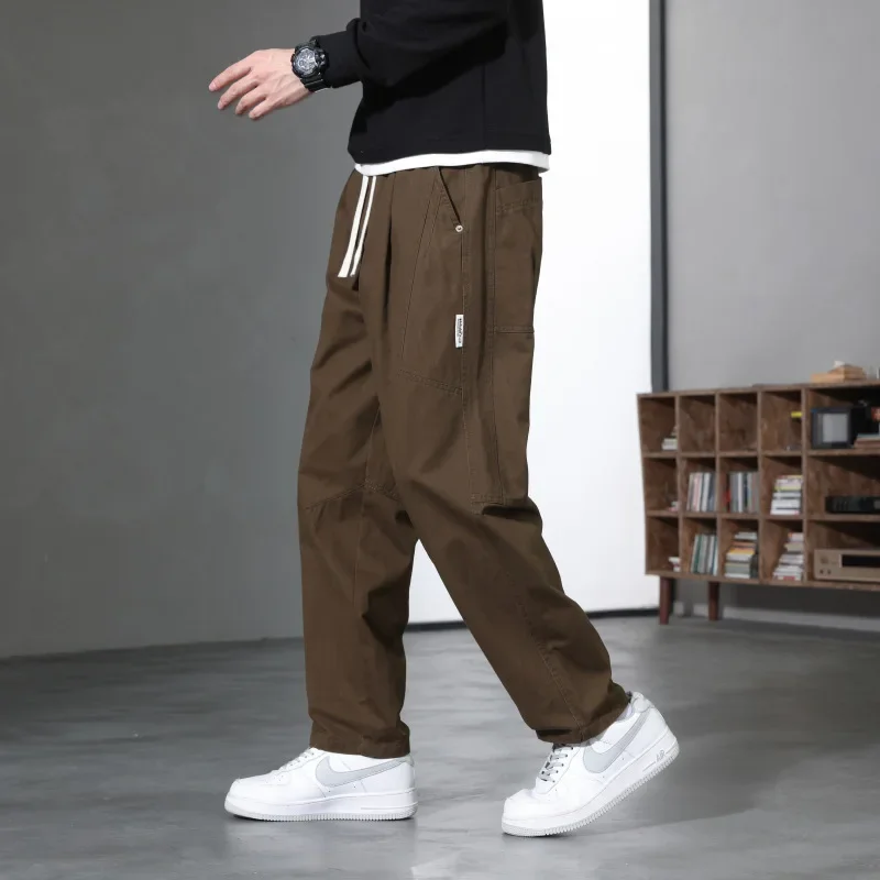 Premium Overalls Men's Autumn and Winter Loose Straight Cotton Versatile Men Pants