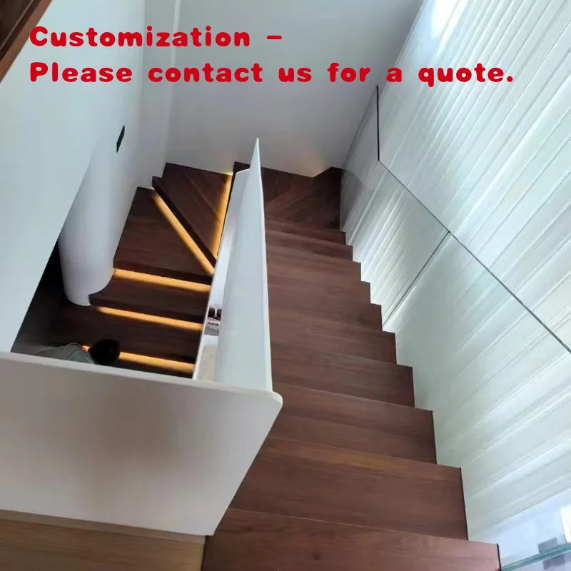 

custom.Modern Design High Quality Solid Wood Tread Straight Staircase Home and Office Decorative Floating Staircase
