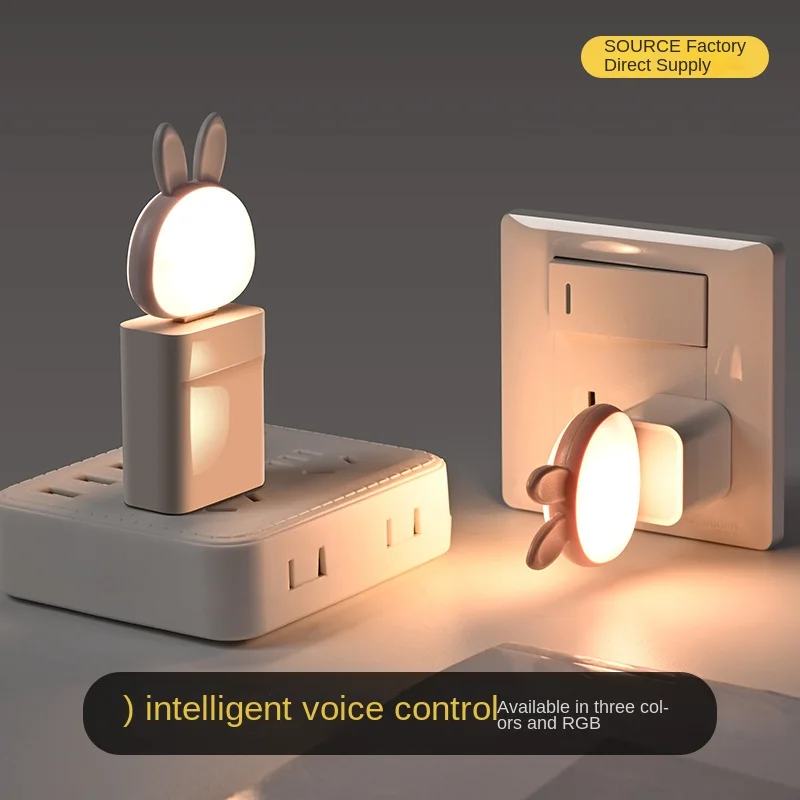 

USB Smart Voice Little Rabbit LED Night Light Voice Control USB Plug in Luminous Bedhead Night Light Creative Gift