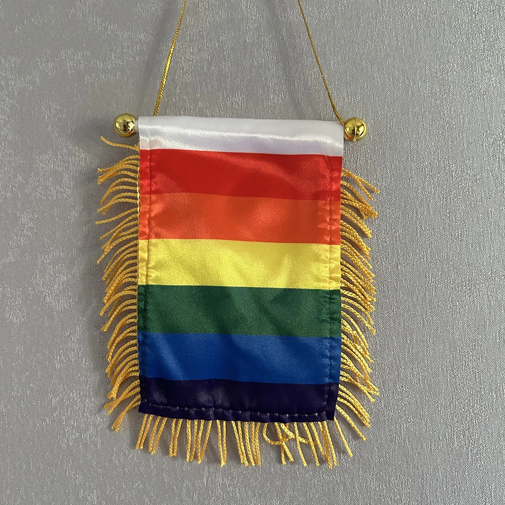 LGBT Gay Pride Rainbow Car Window Flag 8*12cm Polyester Double Side Printed Homosexual Hanging Pennant Flags Rainbow Mini Flag