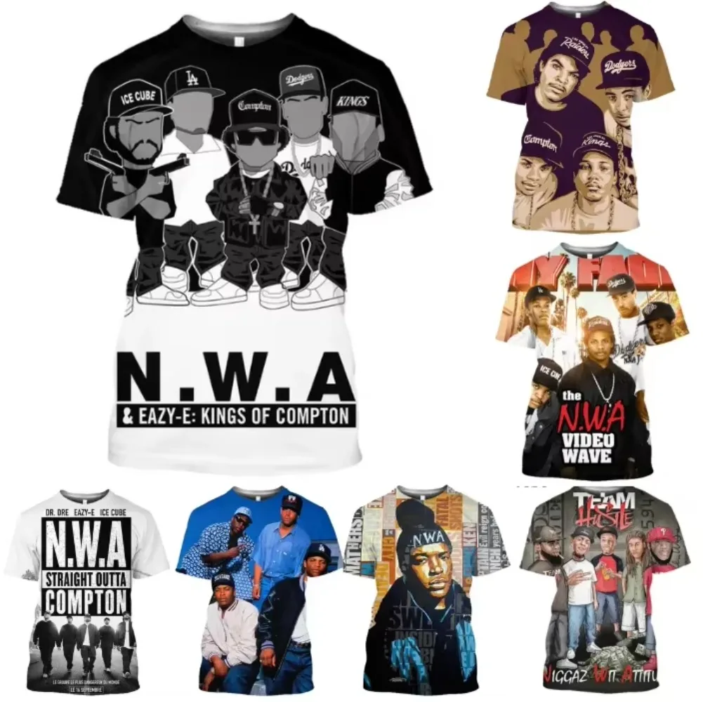 

Gangsta Rap Hip hop Music Groups N.W.A Print T Shirt For Men 3D Summer Street TrendT- Loose Hip Hop Summer T Shirt clothing