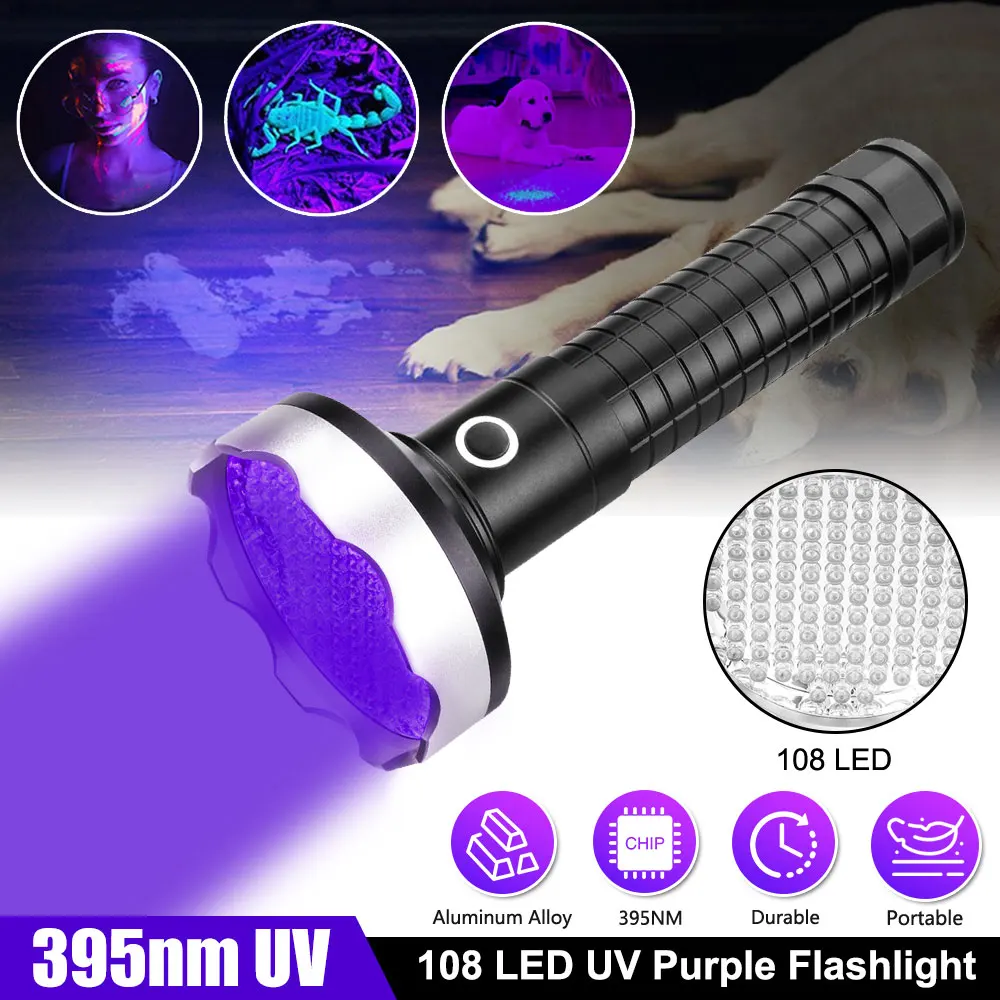 

108led Violet 395nm Adhesive Curing Fluorescent Agent Detection Flashlight