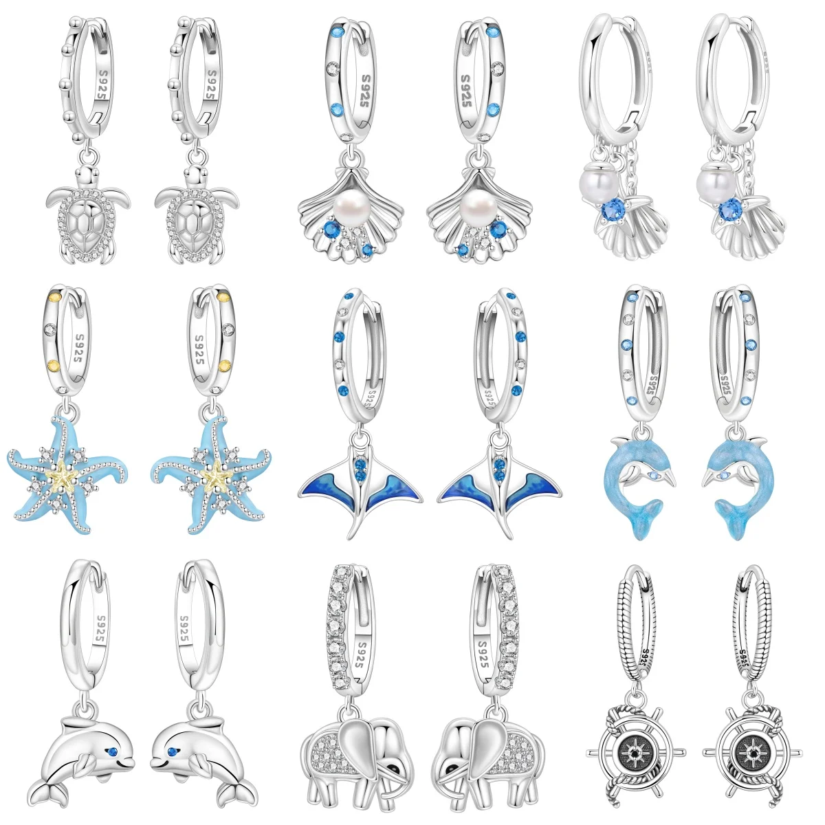 S925 Sterling Silber Ohrringe mit Tier- und Meeresmotiven, origineller, schlichter Modeschmuck für Frauen, Geburtstagsgeschenk