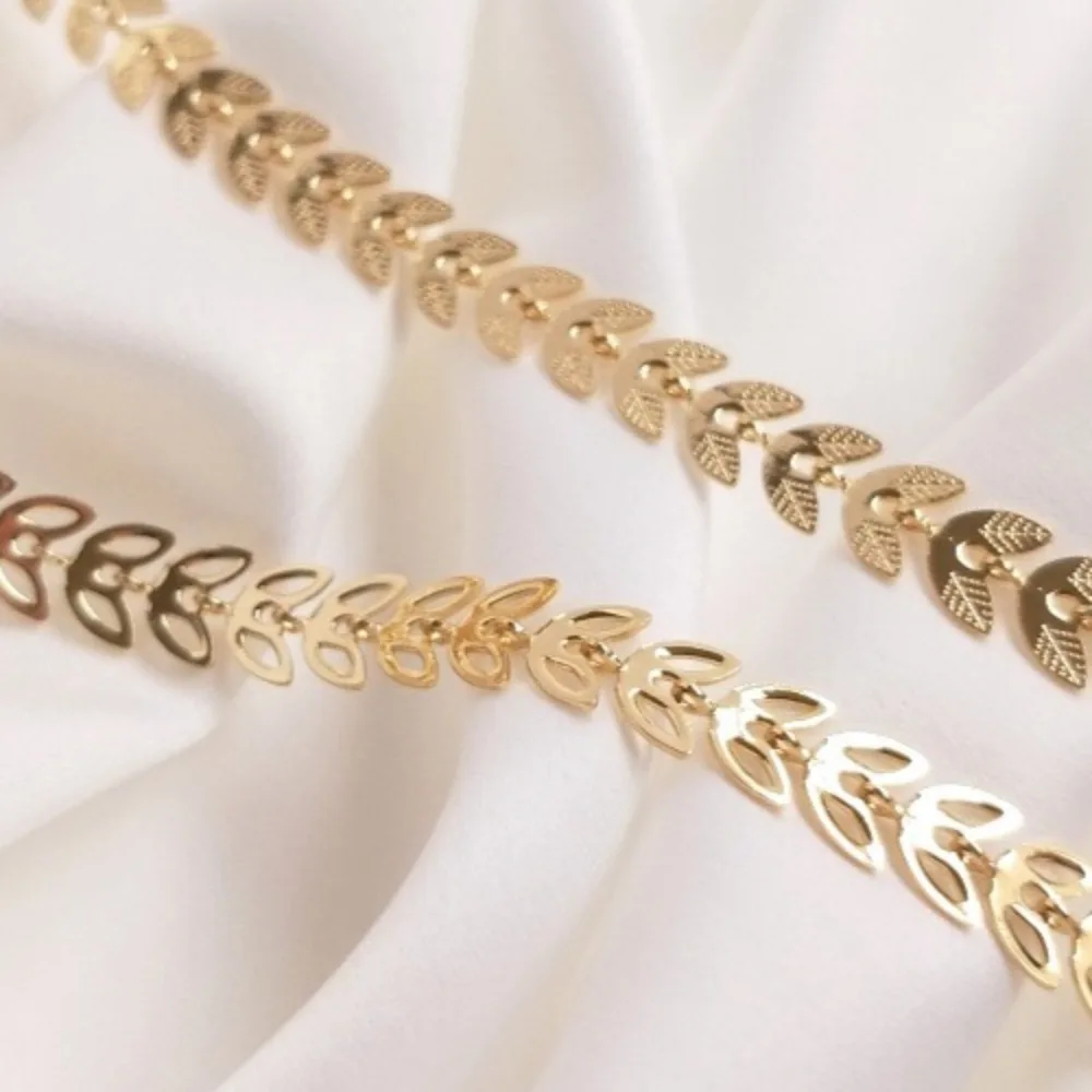 

14 К Золото Цвет Листья Свободная Цепочка Браслет Полоса Самолета Полый Лист Ивы Ювелирные Изделия Для Ушей Аксессуары DIY Материалы Ручной Работы