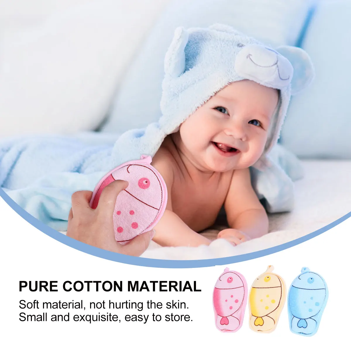 

3Pcs Baby Bath Sponge Cartoon Fish Absorbent Scrubber Soft Comfortable on Infant Skin Durable Bath Sponge Scrubber