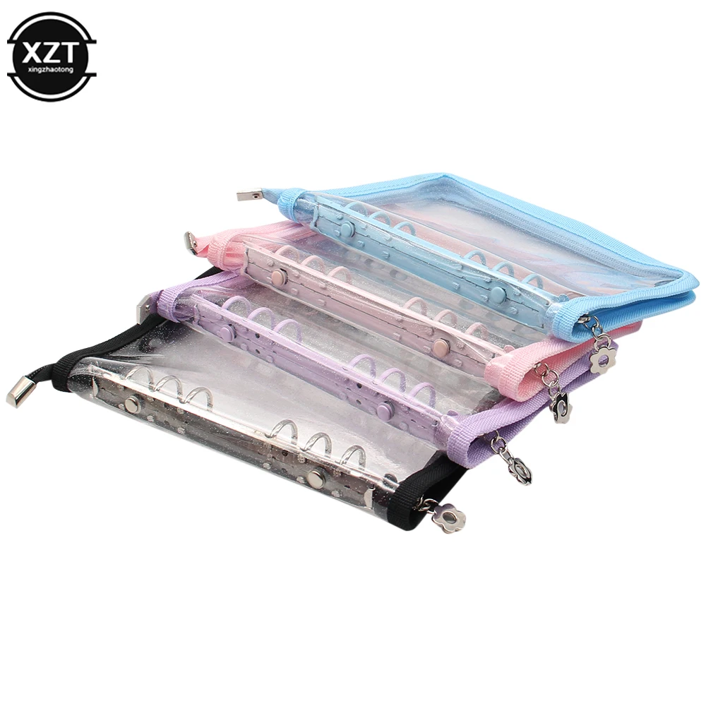 A5 หลวมโน้ตบุ๊ค PVC Glitter ซิป 6 วารสารนักเรียนศึกษาเครื่องเขียน Office Planner