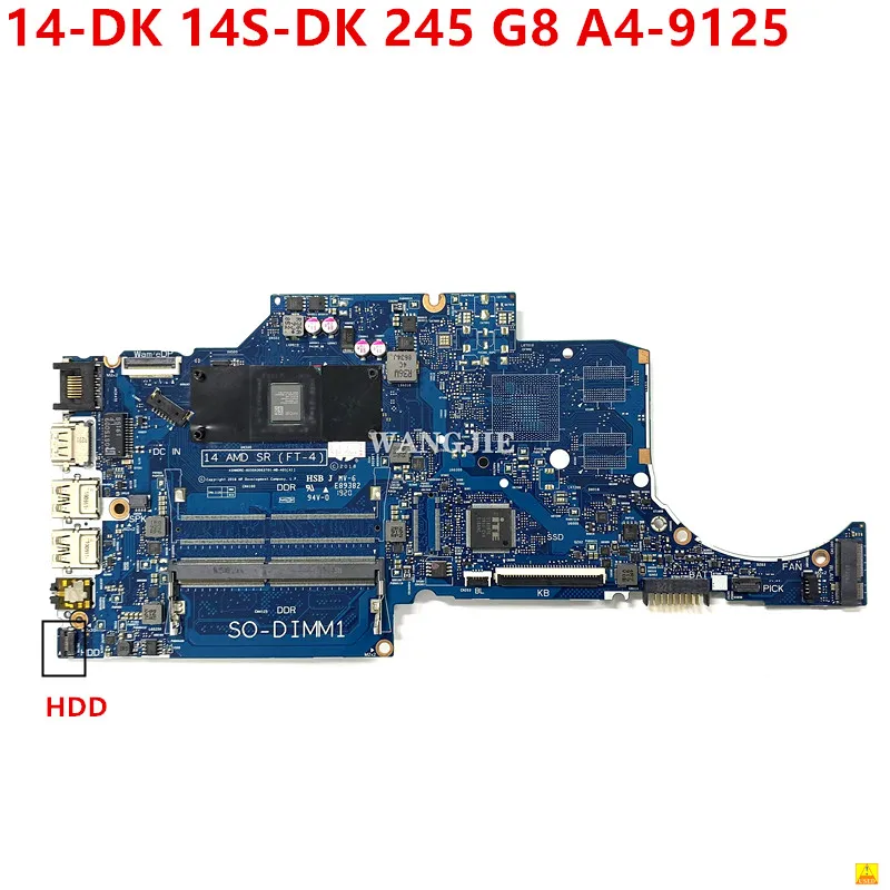 L46703-001 L46703-501 L46703-601, untuk HP 14-DK 14S-DK 245 G8 TPN-I135 Laptop Motherboard A4-9125 CPU Onboard