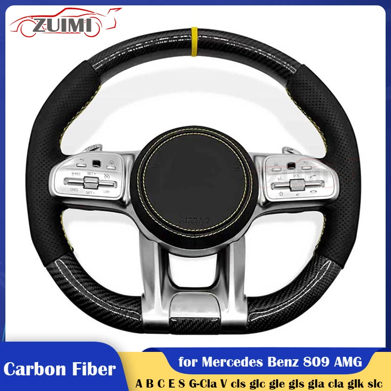 

Carbon Fiber Car Steering Wheel for Mercedes-Benz 809 AMG A/B/C/E/S/G/V-class GT W204 W205 W213 W212 W220 W221 W222 Gle 63 C63