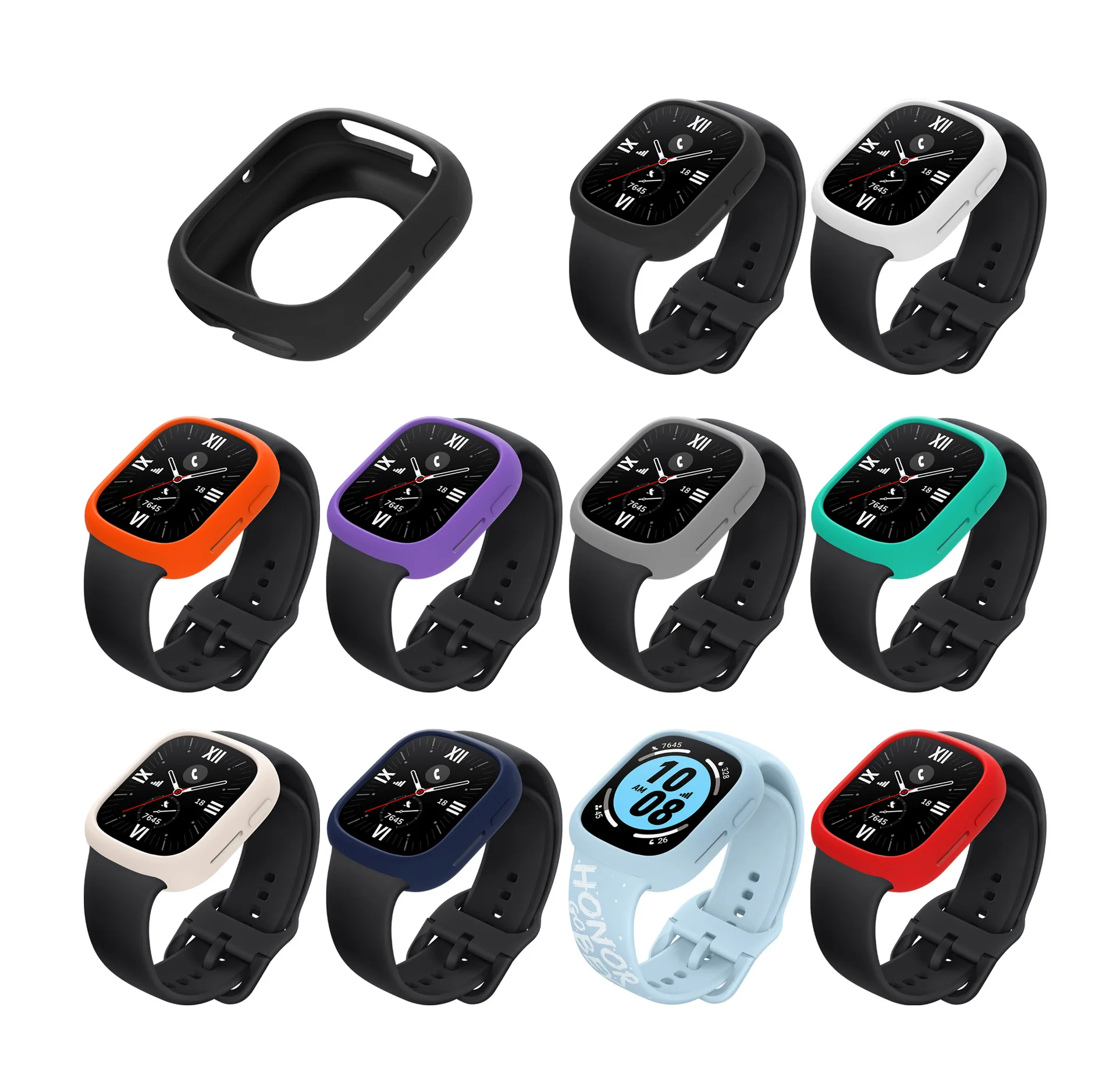 Half-pack Silicone Protective Watch Case for Honor Watch 4 TPU Skeleton Silicone Protective Case