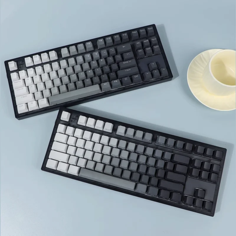 Imagem -02 - Teclas Preto Branco Gradiente Keycaps para Teclado Mecânico Oem Altura Pbt Duplo Tiro Backlight Brilho Através do Lado Impressão Gk61 134