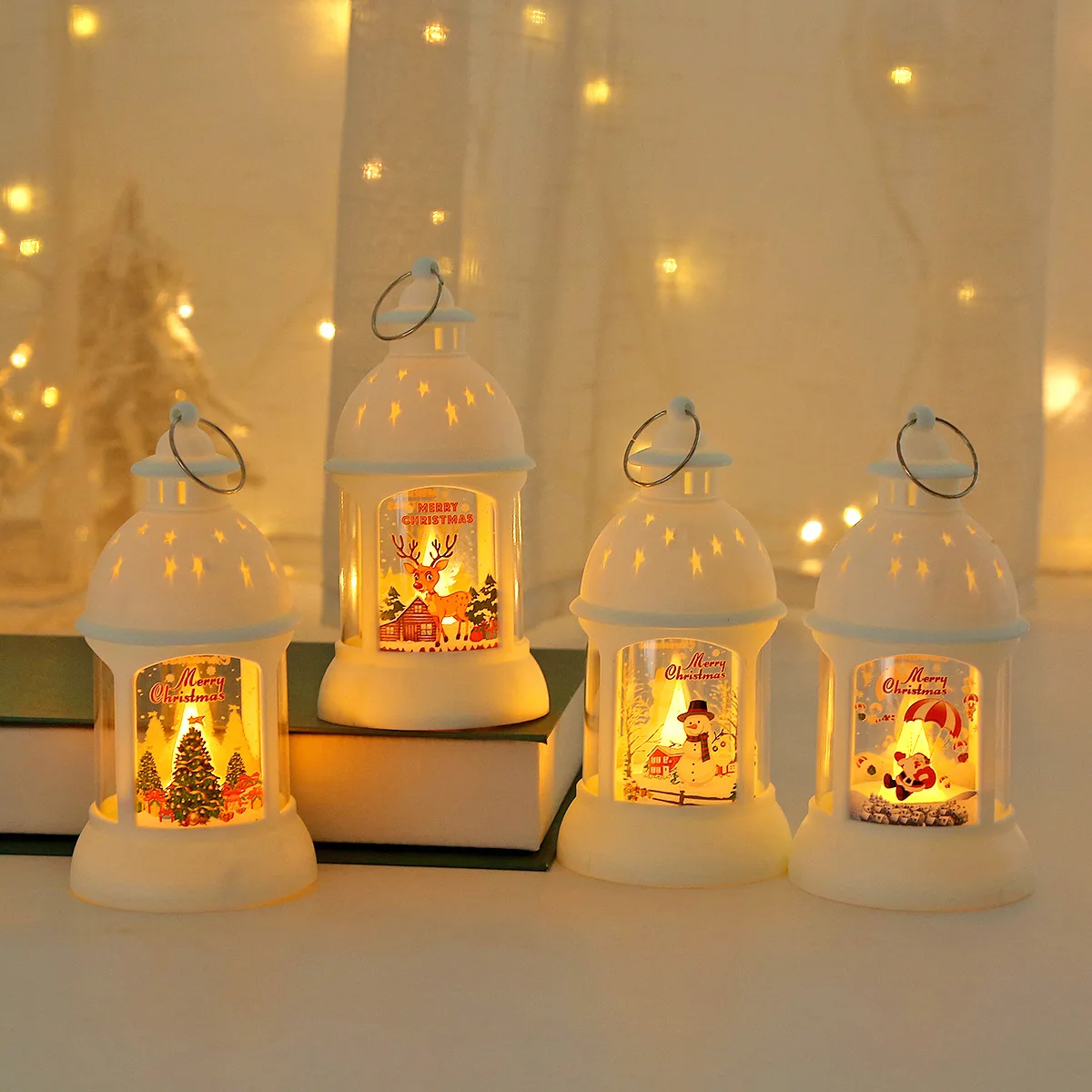 Christmas Lantren Led Light 2024 Christmas Decoration for Home Room Bedroom Fairy Lights Navidad New Year Decorative Lamp