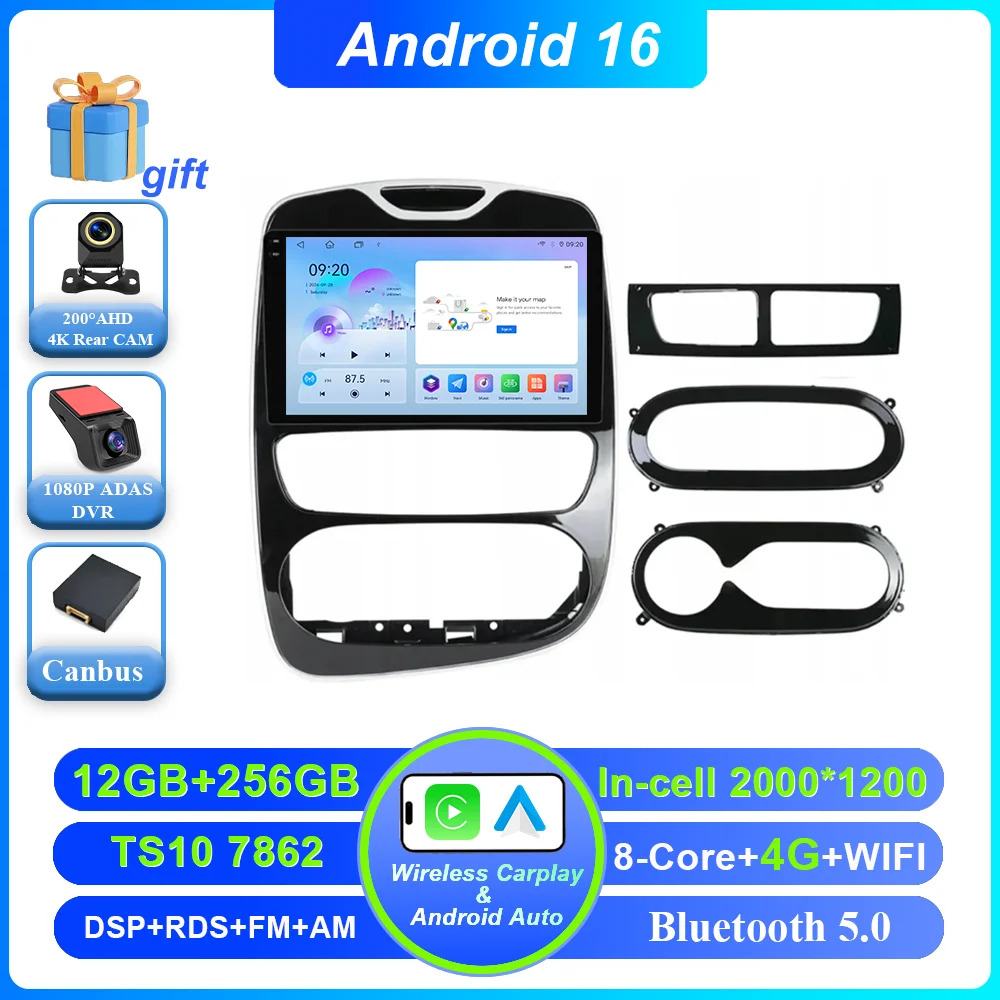 Android 16 Carplay Auto Voor Renault Clio 3 4 2012 2013 2015-2018 Auto Multimedia Speler Video Radio Stereo GPS navigatie 4G BT