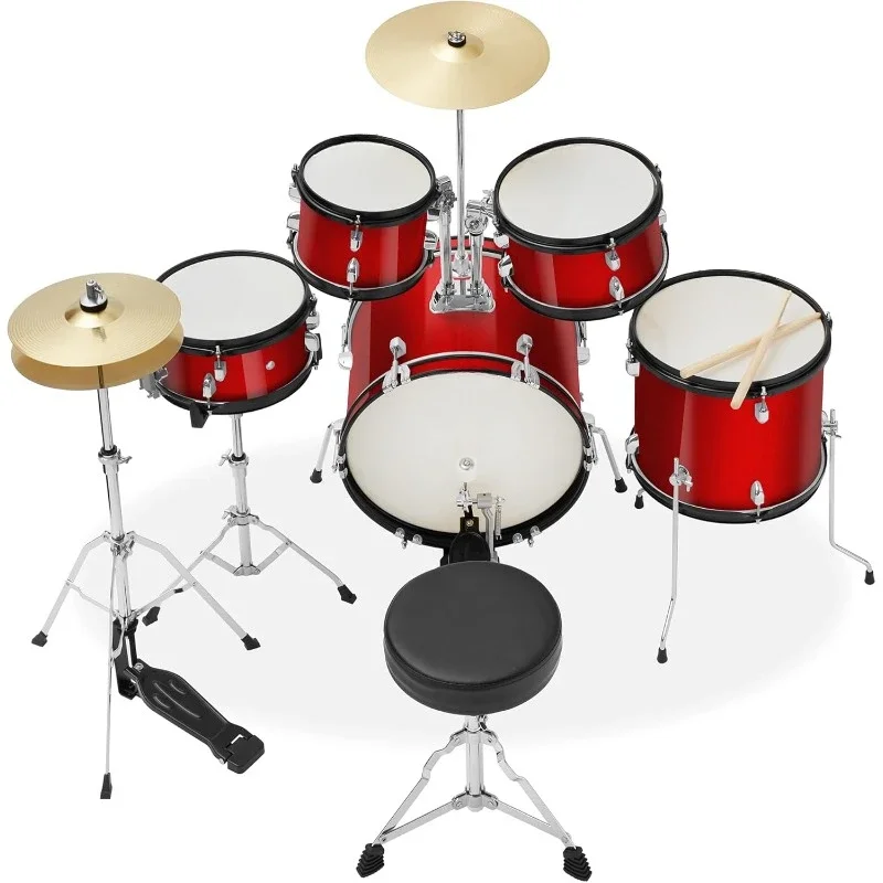 5-Piece Junior Starter Drum Kit with Cymbals Hardware Sticks Throne