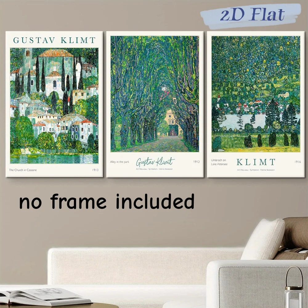 2D Flat,3pcs frameles,3-piece set of Gustav Klimt's 