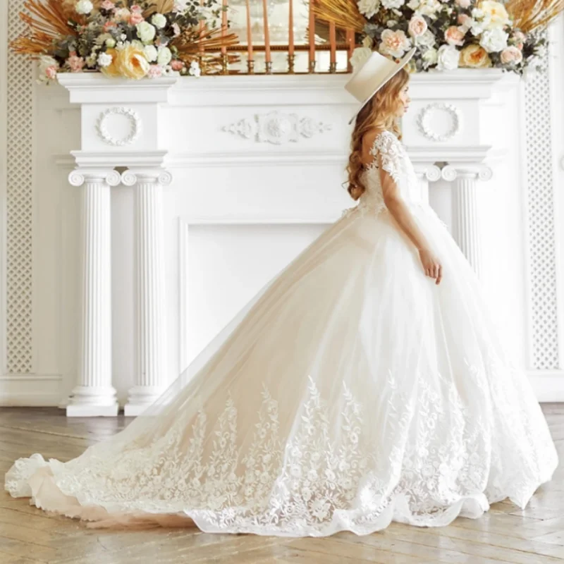 

Puffy Flower Girl Dresses Off The Shoulder Princess Dress Tulle Puffy First Communion Dress Cute Kids Dress