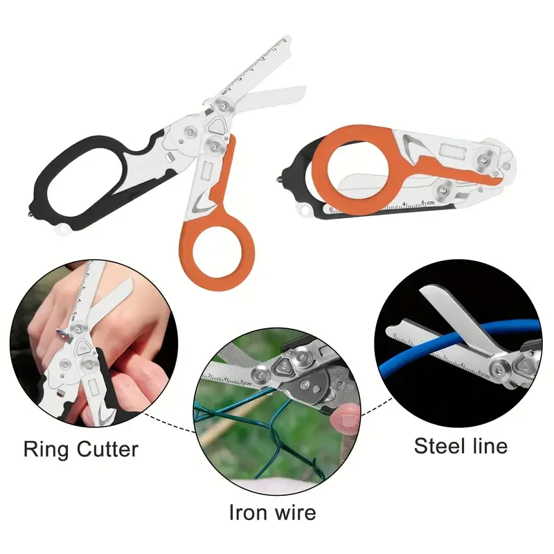 Folding Tactical Rescue Scissors Outdoor Survival Tool Replace for Leatherman Raptor First Aid Expert