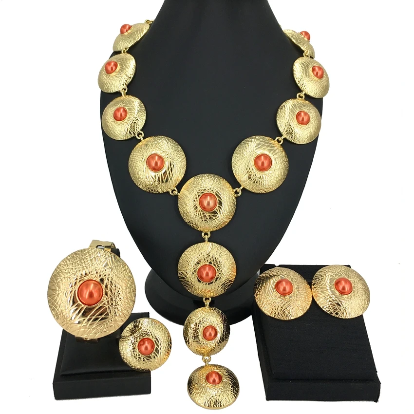 Yuminglai Colorful Stones Jewelry  Italian Jewelry Sets For Women Birthday Gift Party FHK14034