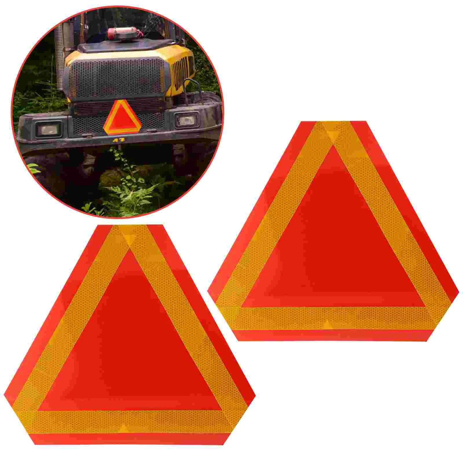 

2 Pcs Reflector Vehicle Reflective Tailgate Emblems Slow Move Sign Aluminum Moving