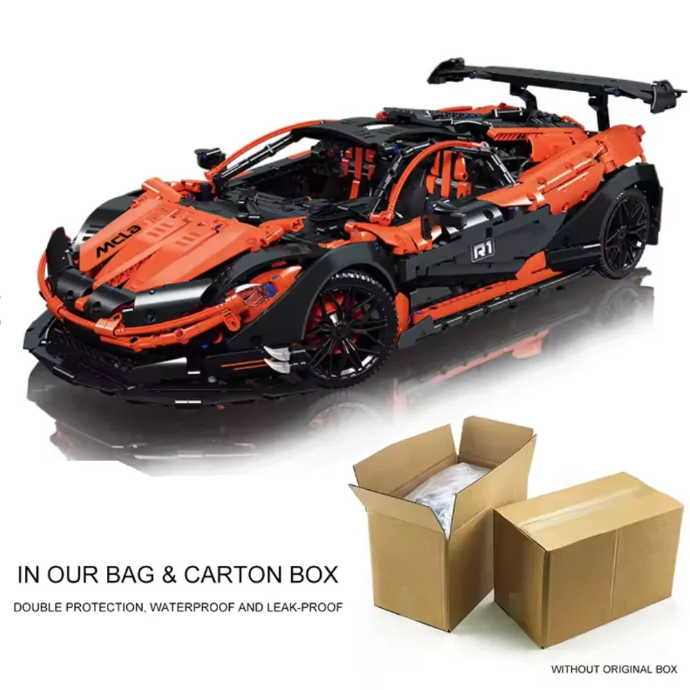 High-Tech JIESTAR 91104 MOC Maikalun P1 Super Sports Car Black Orange Racing Moc Modular Building Blocks adult Model Toy 3316pcs view 6