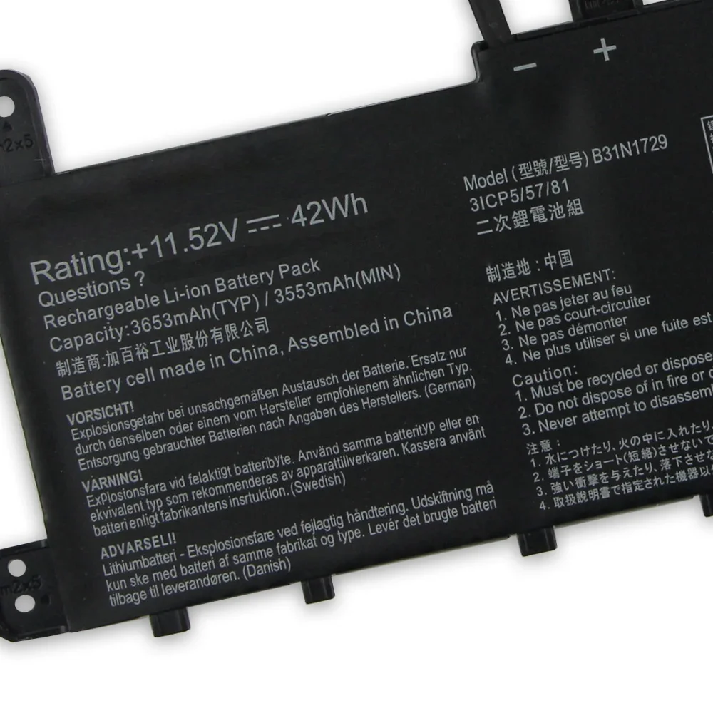

Battery B31N1729 For ASUS VivoBook S15 S530 S530U S530UN S530UA 42Wh 11.52V