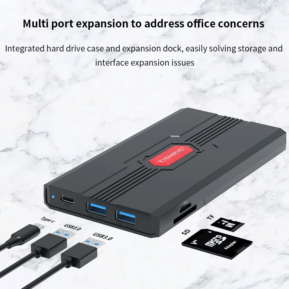 Recensione e Valutazione del TISHRIC Hard Drive HDD Enclosure TF SD Card Reader SATA 2.5 Pollici USB 3.0 Type-C: La Soluzione Perfetta per il Backup e l’Accesso ai Dati