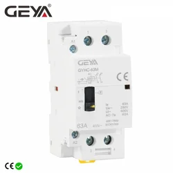 GEYA GYHC 2P 63A 2NO or 2NC Manual Household Modular DIN Rail AC Contactor AC220V 230V Manual Control