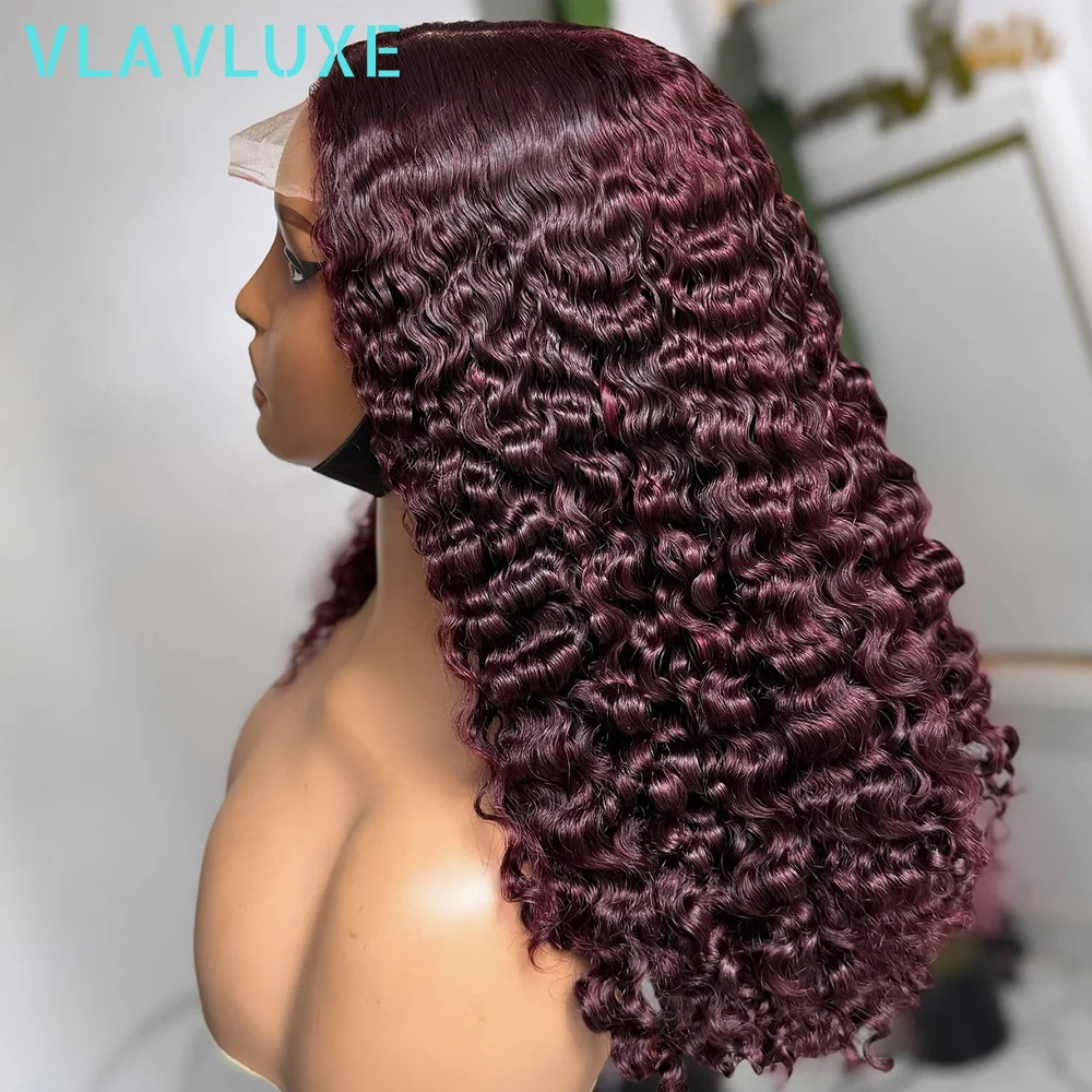 

Deep Wave 99J Burgundy 13x6 HD Lace Frontal 300/400 Density Wigs Human Hair 13x4 Transparent Lace 32 Inch Red Wine Glueless Wigs