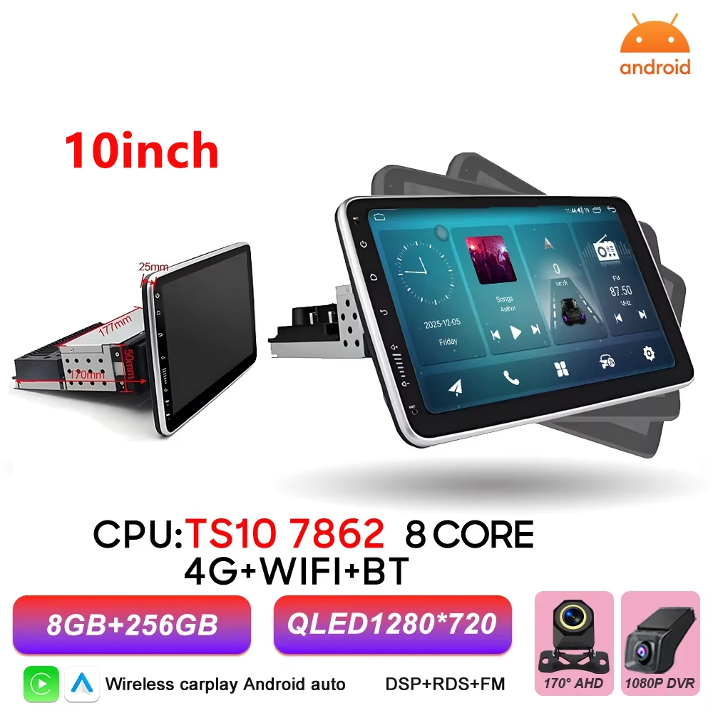 10.1 Android 12 Car Radio with Wireless CarPlay