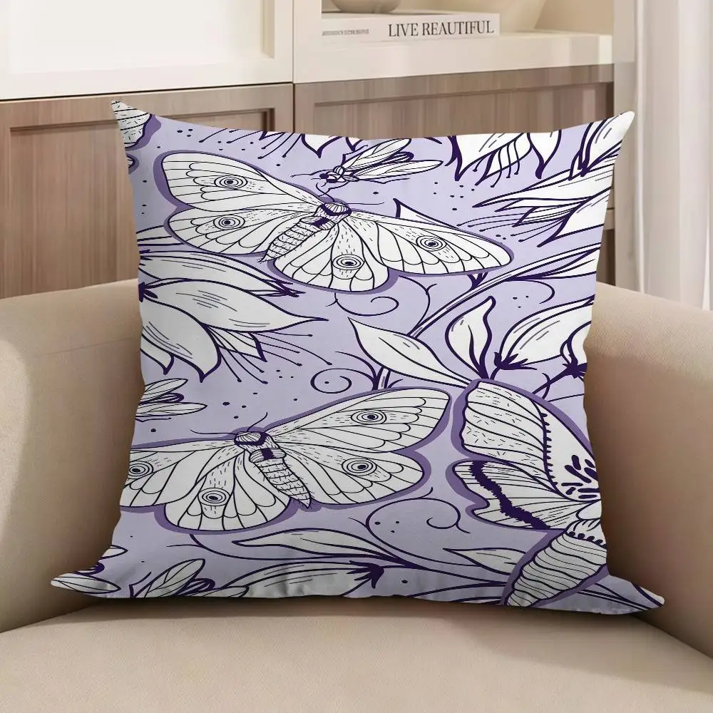 

Moth Garden Pillow Covers Cartoon Sofa Decorative Home Double-sided Printing Short Plush Cute Cushion Cover