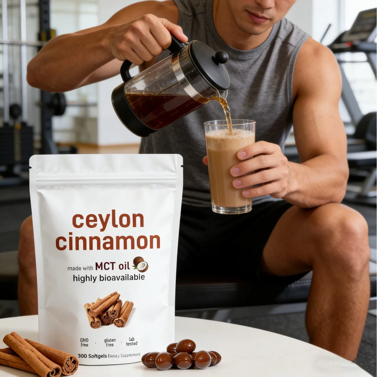 

Pure Ceylon Cinnamon Capsules with MCT Oil Fast Absorption Herbal Supplement for Antioxidant & Daily Sugar Level Management