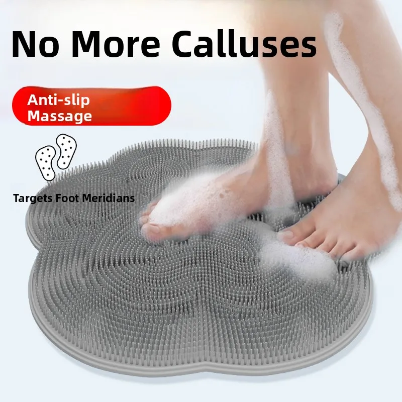 Large Size Silicone Bath Mat Foot Scrubber Anti-Slip Bathroom Tool for Exfoliating Feet And Cleaning Dead Skin