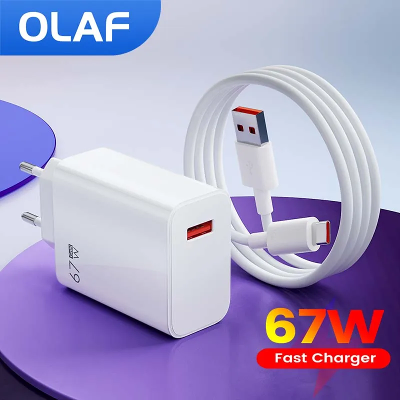 Olaf 67W USB C Charger Quick Charge 3.0 PD USB Type C Fast Charge Adapter For iPhone Samsung Xiaomi Huawei With 10A Type C Cable