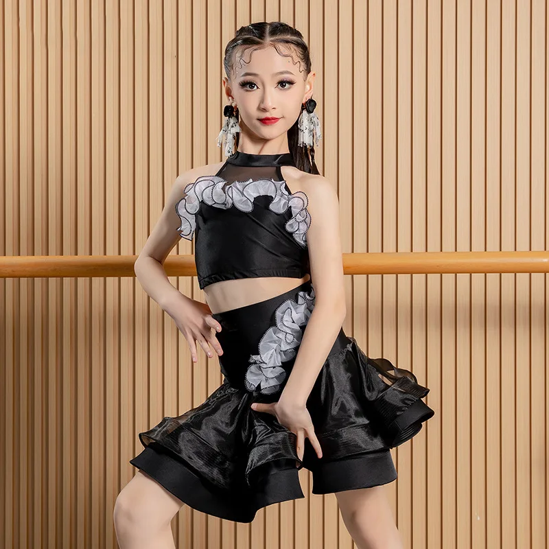 

Одежда для латинских танцев для девочек, детская профессиональная одежда для выступлений для интернет-знаменитостей, новинка Senior Sense