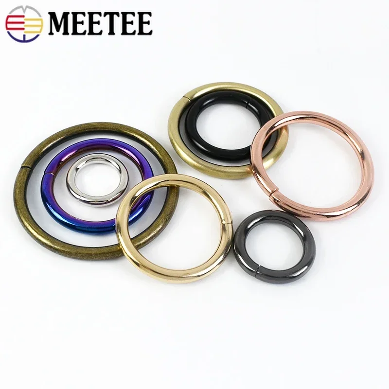 30Pcs Meetee 12-50mm O Rings Metal Buckles for Bag Dog Collar Webbing Loop Claps Belt Buckle Chain Hooks DIY Bags Accessories