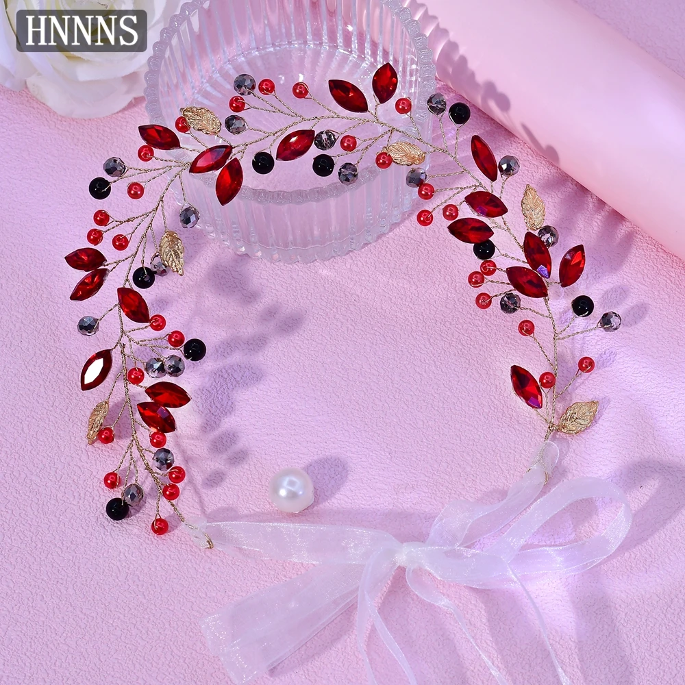 

HNNNS New Wedding Jewelry Headdress Bride Handmade Wedding Hair Accessories Leaves Shape Rhinestone Hair Ornaments Headband A233