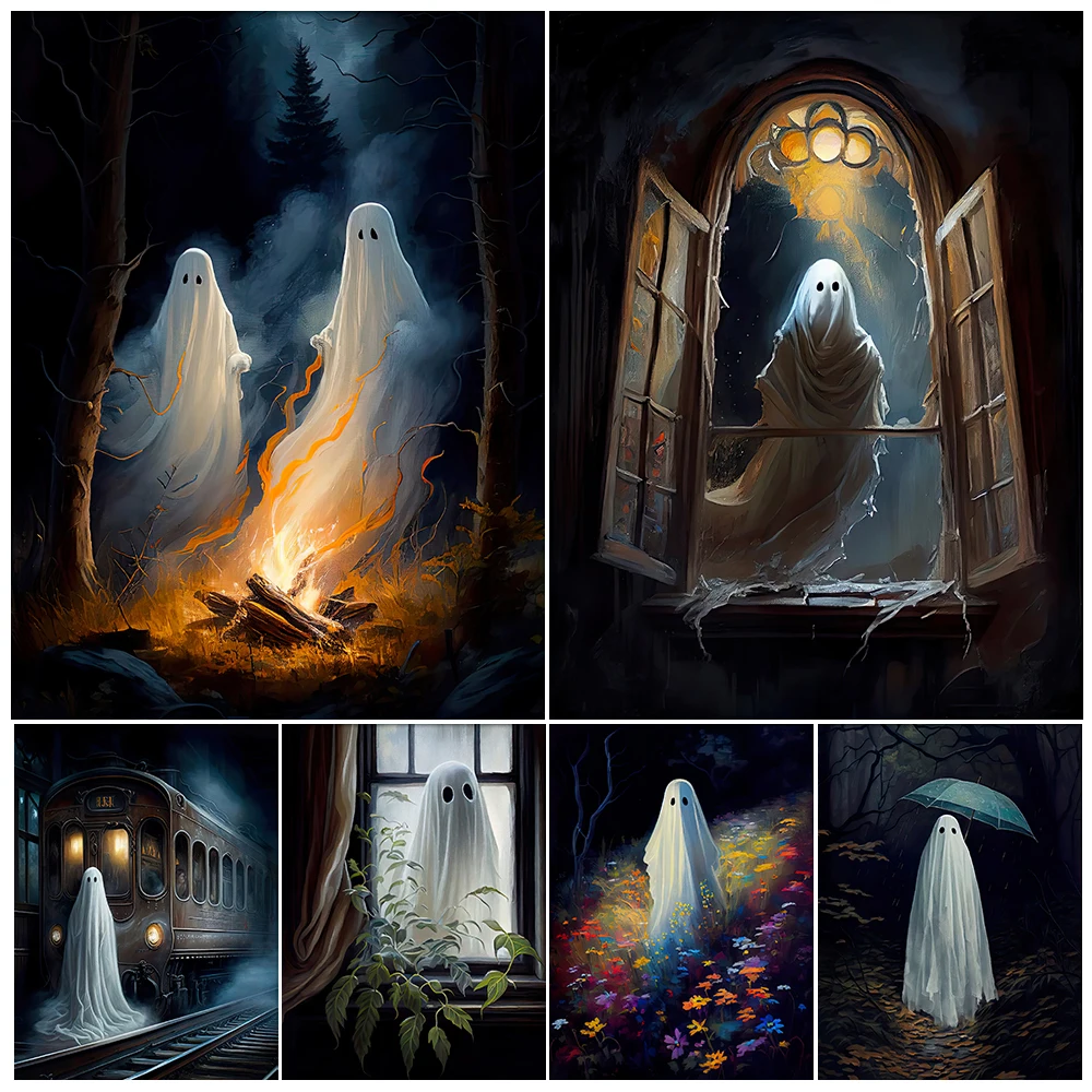 

Wildflower Ghost In The Forest And Candlelight Ghost Wall Art Ghost In The Library Dark Academia Spooky Art Art Poster And Print